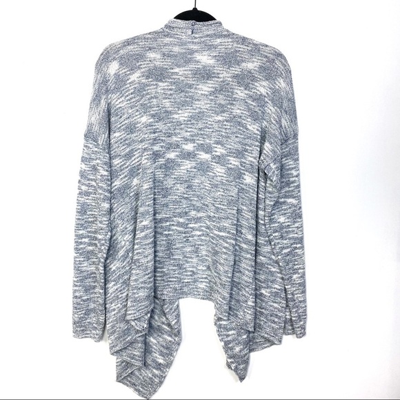 Ady P Space Dye Draped Open Front Waterfall Long Sleeve Cardigan in Blue Size XL - Picture 7 of 11